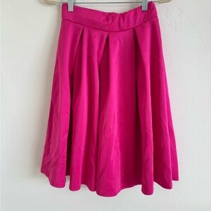 Bright Fuchsia Pleated A-Line Midi Skirt